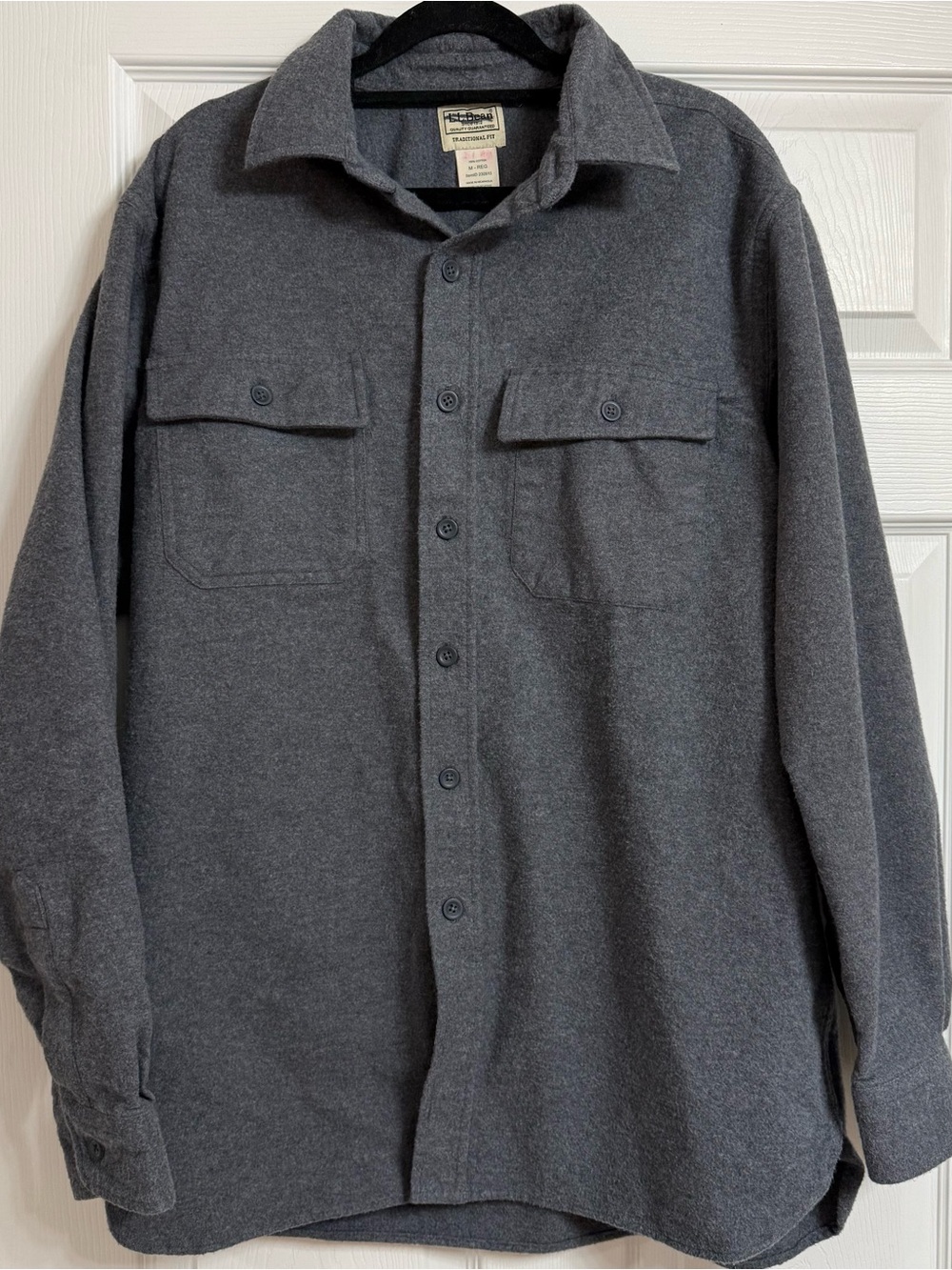 L.L. Bean Men's Gray Button-Front Flannel Shirt